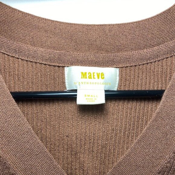 Anthropologie Maeve Fitted Brown Shimmer Sweater - Picture 3 of 5